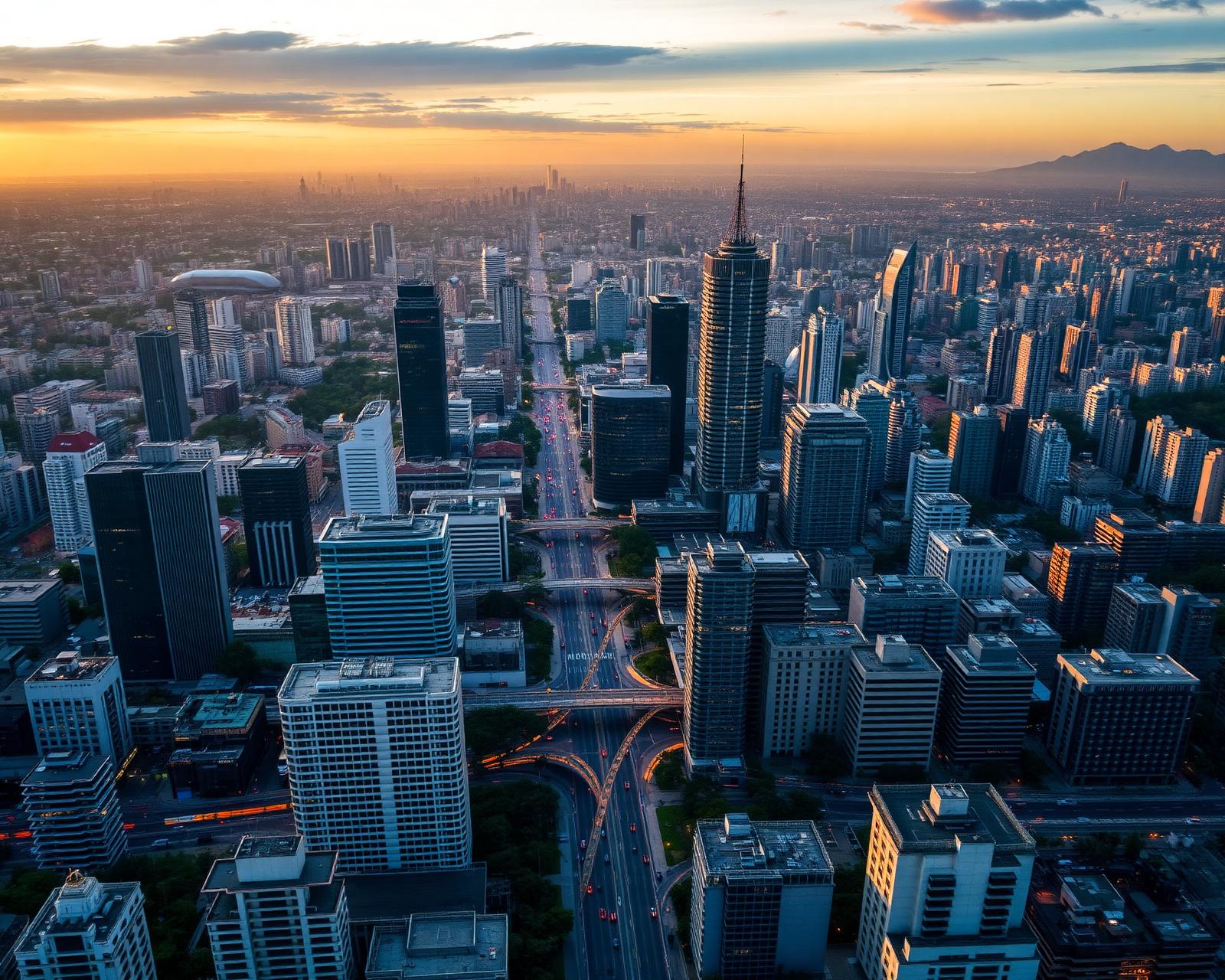 Skyline de São Paulo ao entardecer